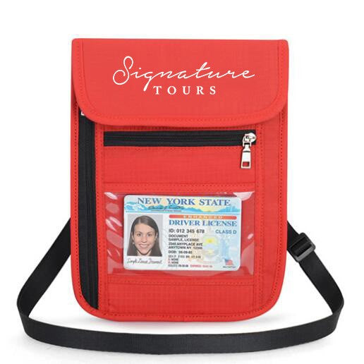 RFID Blocking Travel Passport Holder Neck Wallet Pouch Travel Document Organizer Purse