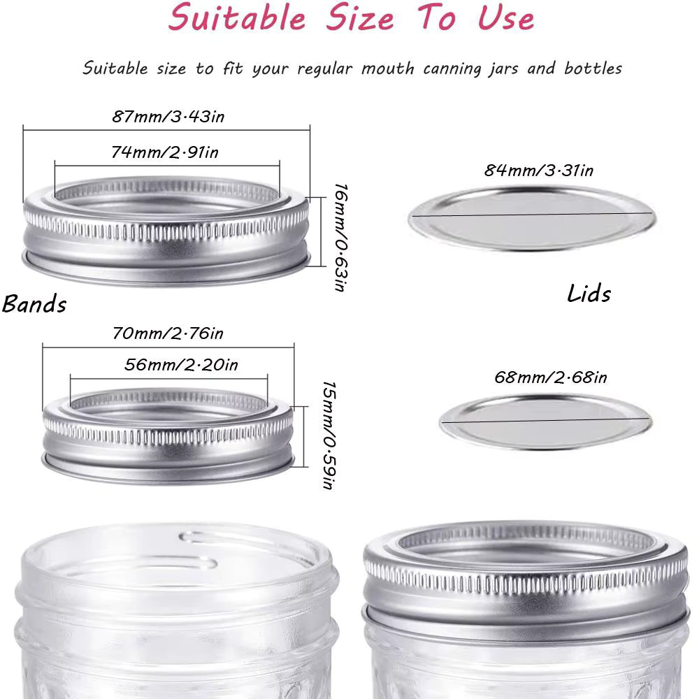 Avlovi™ Canning Lids & Bands Regular/Wide Mouth Mason Jar