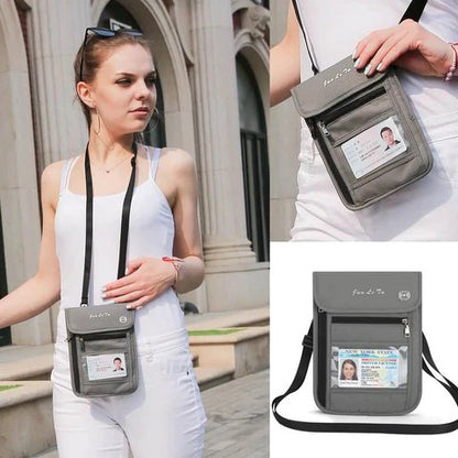 RFID Blocking Travel Passport Holder Neck Wallet Pouch Travel Document Organizer Purse