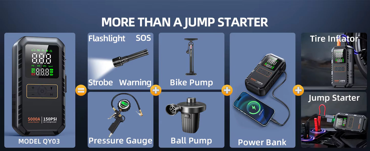 Avlovi™ Car Jump Starter with Air Compressor
