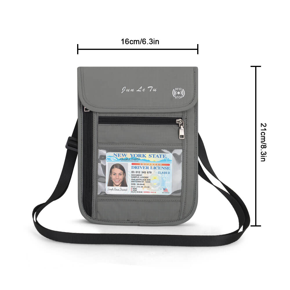 RFID Blocking Travel Passport Holder Neck Wallet Pouch Travel Document Organizer Purse