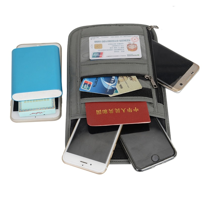 RFID Blocking Travel Passport Holder Neck Wallet Pouch Travel Document Organizer Purse