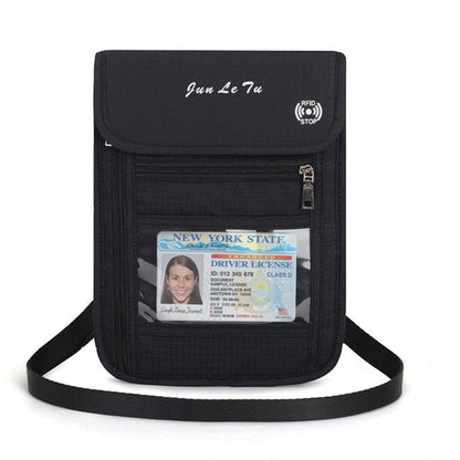 RFID Blocking Travel Passport Holder Neck Wallet Pouch Travel Document Organizer Purse