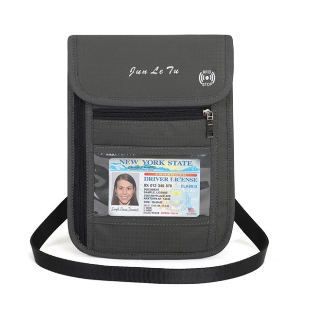 RFID Blocking Travel Passport Holder Neck Wallet Pouch Travel Document Organizer Purse