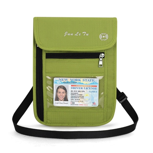 RFID Blocking Travel Passport Holder Neck Wallet Pouch Travel Document Organizer Purse